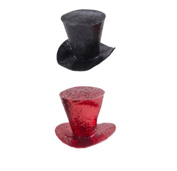 Mini Glitter Hut schwarz oder rot