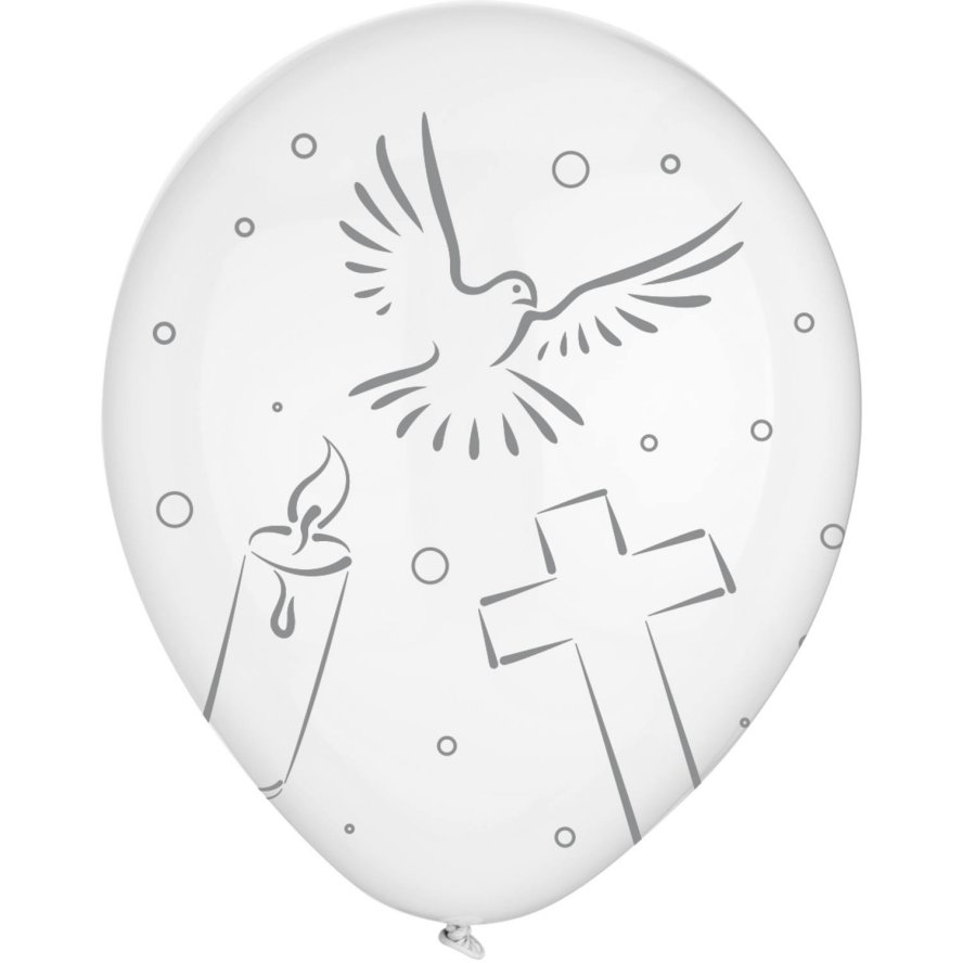 Luftballons mit Taube,Kreuz und Kerze