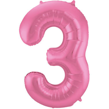 Folienballon Rosa Metallic Zahl 3