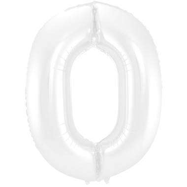 Weier Folienballon Zahl 0 - Mae: 86 cm