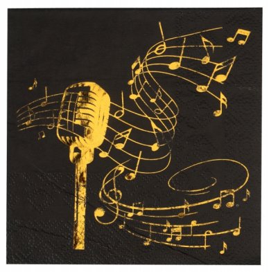 Servietten Musik Star, gold/schwarz
