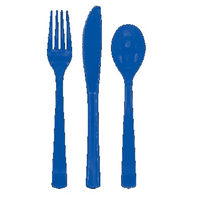 Plastikbesteck - Dunkelblau, 18 teilig