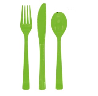 Plastikbesteck, 18 St�ck, limette