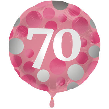 Ballon Glossy Happy Birthday 70, pink