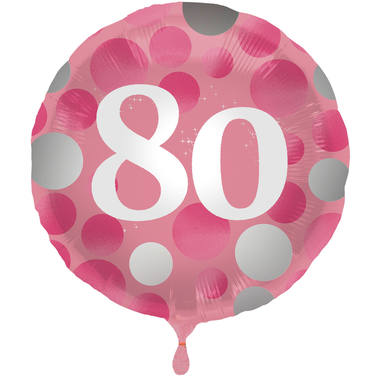 Ballon Glossy Happy Birthday 80, pink