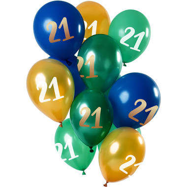 Ballons grn/gold/blau Zahl 21