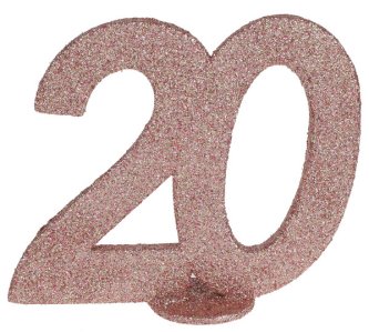 Glitter Geburtstagszahl 20, rosegold