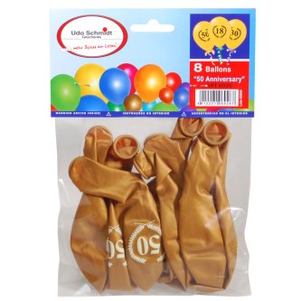 Goldene Hochzeit - 8x Luftballons mit Zahl 50