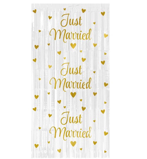 Vorhang Just Married,gold, 2x 1m