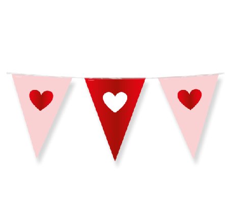 Wimpelkette mit Herzen, 10m