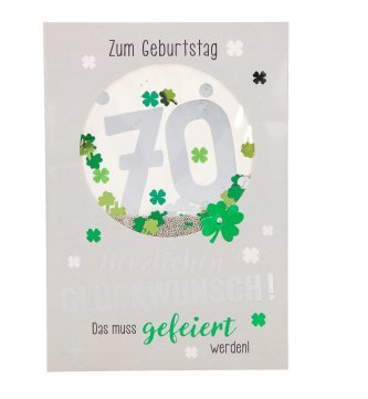 Karte zum 70. Geburtstag - 100% Glitzer