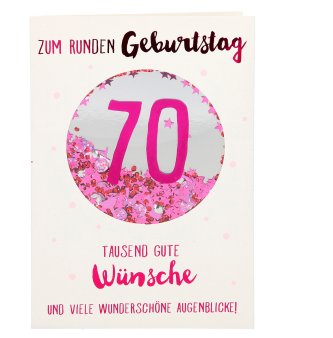 Karte zum 70. Geburtstag - 100% Glitzer