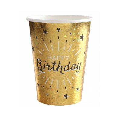 Sparkling Happy Birthday Becher, 10 Stck