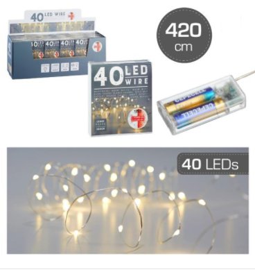 Lichterkette mit TIMER, 40 LED, 420 cm