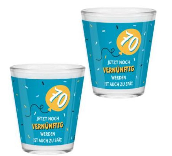 Schnapsglas Zahl 70
