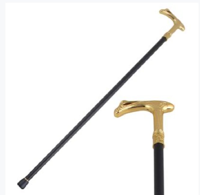 Spazierstock mit goldenem Knauf