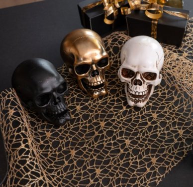 Halloween Tischlufer gold mit Maschen