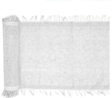 Tischlufer wei mit Fransen, 3m