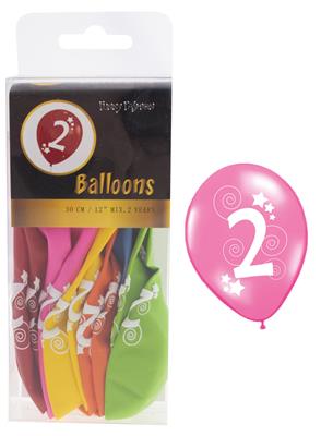 Ballons zum 2. Geburtstag, 12 Stck