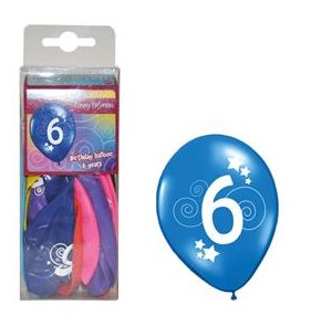 Ballons zum 6. Geburtstag, 12 Stck