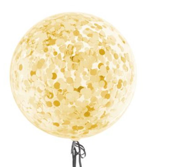 Ballon transparent mit goldenem Konfetti