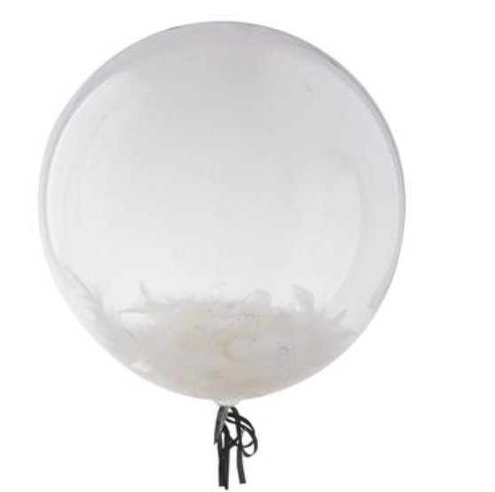 Ballon transparent mit weien Federn