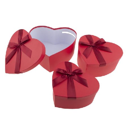 Herzschachtel - Herzdose mit Schleife, rot