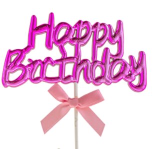 Topper fr Kuchen - Happy Birthday, pink