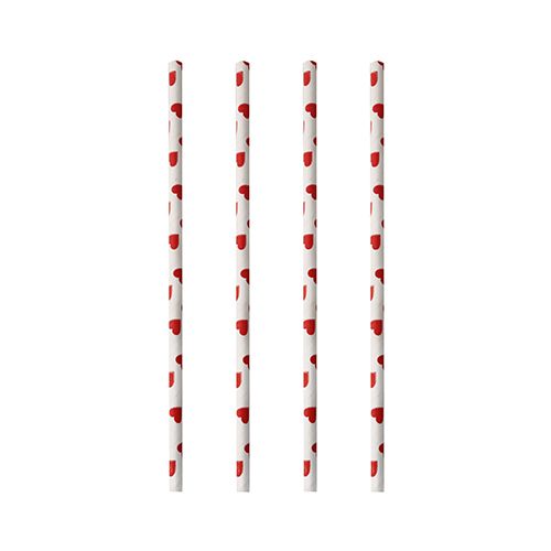 Papierstrohhalme 20 cm mit Herzen