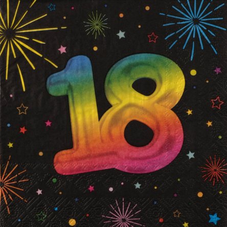 Servietten zum 18.Geburtstag, NEON