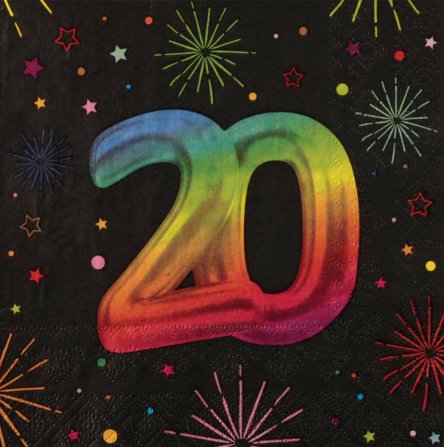 Servietten zum 20.Geburtstag, NEON