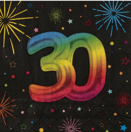 Servietten zum 30.Geburtstag, NEON