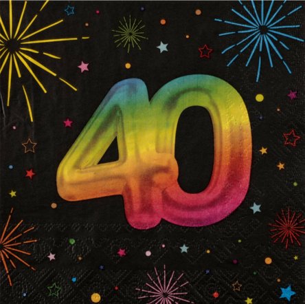 Servietten zum 40.Geburtstag, NEON