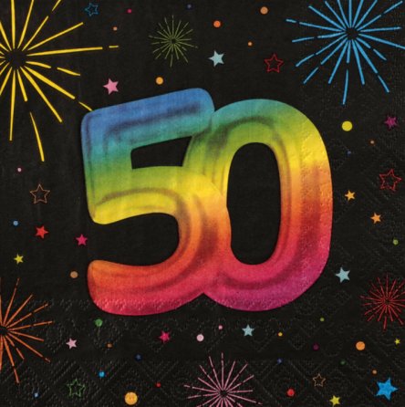 Servietten zum 50.Geburtstag, NEON