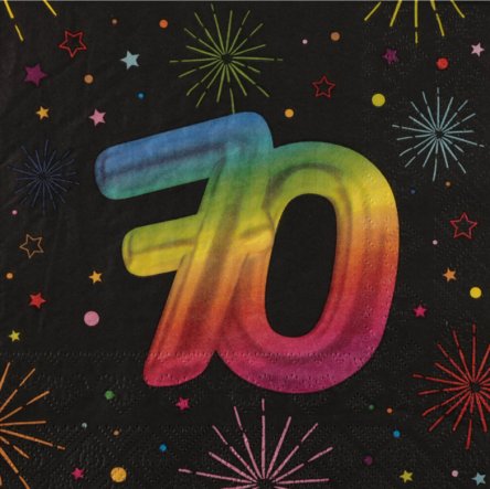 Servietten zum 70.Geburtstag, NEON