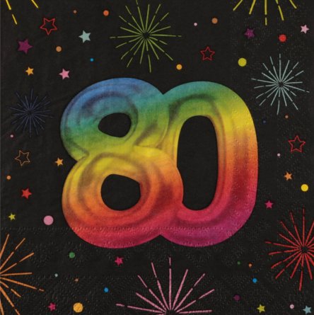 Servietten zum 80.Geburtstag, NEON