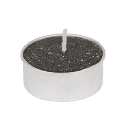 Teelichter schwarz mit Glitzerstaub, 6 Stck