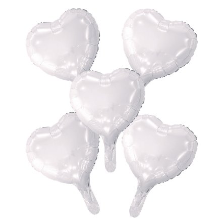 Folienballons Herz, wei, 5 Stck