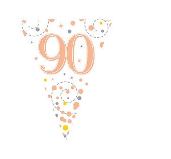 Wimpelkette 90.Geburtstag gold/weiss