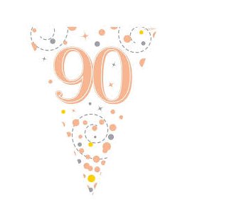 Wimpelkette 90.Geburtstag gold/weiss