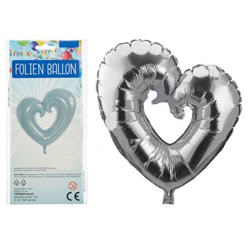 Folienballon Herz- offen , silber