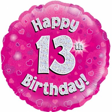 	Zum 13.Geburtstag - Ballon mit Zahl 13,pink