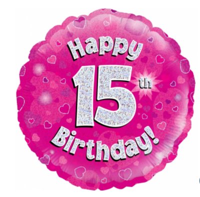 Zum 15.Geburtstag - Ballon mit Zahl 15,pink