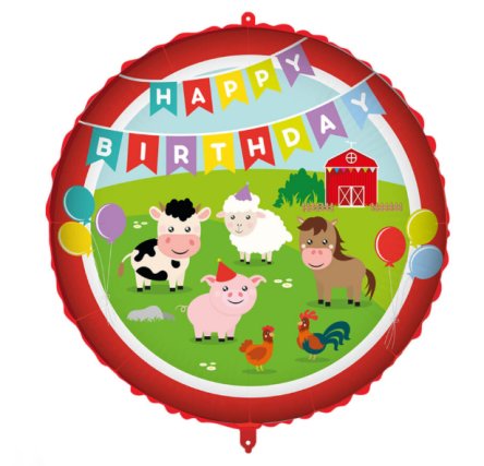 Folienballon Farm Tiere Happy Birthday