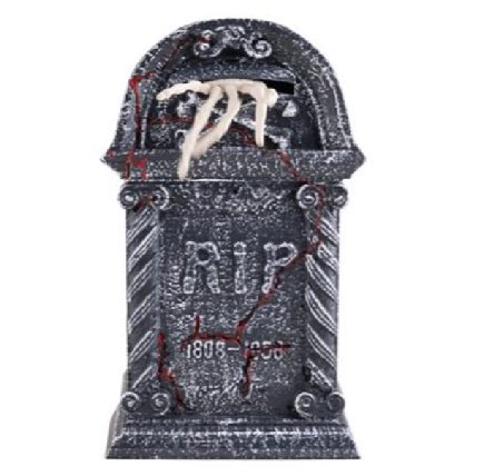 Grabstein mit greifender Skeletthand