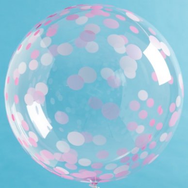 Folienballon Durchsichtig mit rosa Punkten