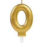 Zahlenkerze Zahl 0, sparkling gold