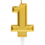 Zahlenkerze Zahl 1, sparkling gold