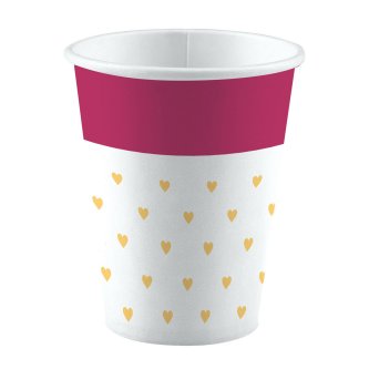 Pappbecher mit Herzen, 8 Stck