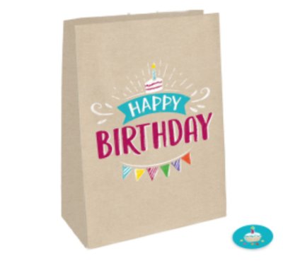 Pappiertten Happy Birthday mit Stickern
